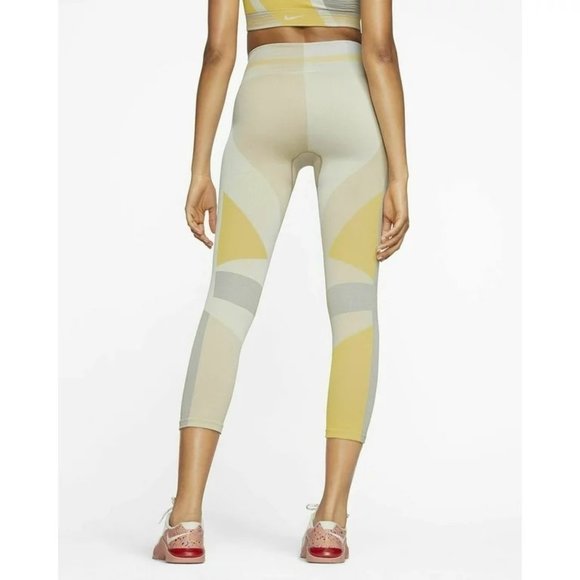 Nike Sculpt Lux Icon Clash 7/8 Training Seamless Yellow/Gray Leggings, Sz M - Picture 2 of 12